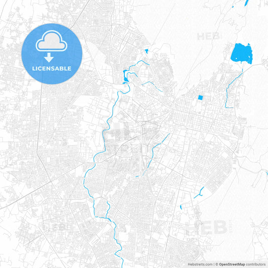 Jaipur, India PDF vector map with water in focus