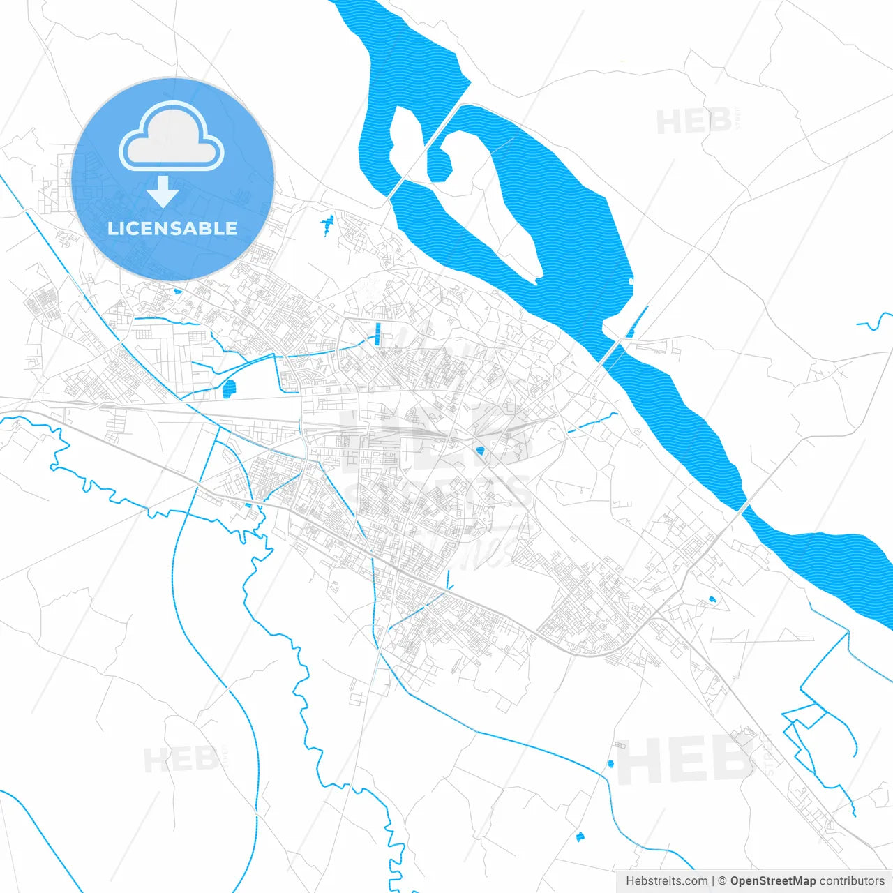 Kanpur, India PDF vector map with water in focus