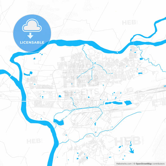 Rourkela, India PDF vector map with water in focus