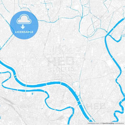 Adachi, Japan PDF vector map with water in focus