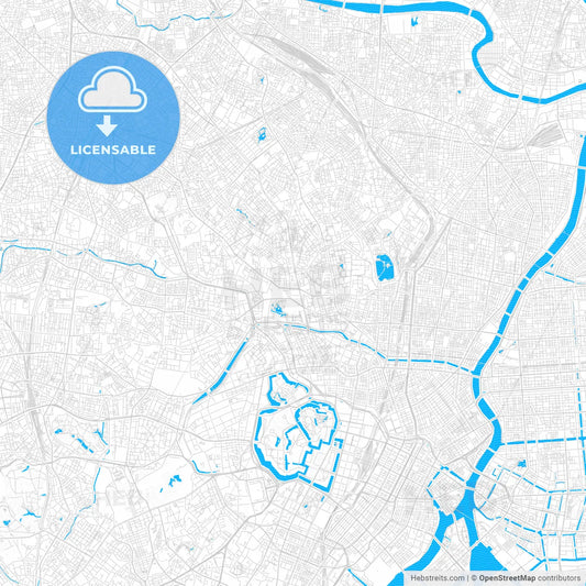 Bunkyō, Japan PDF vector map with water in focus