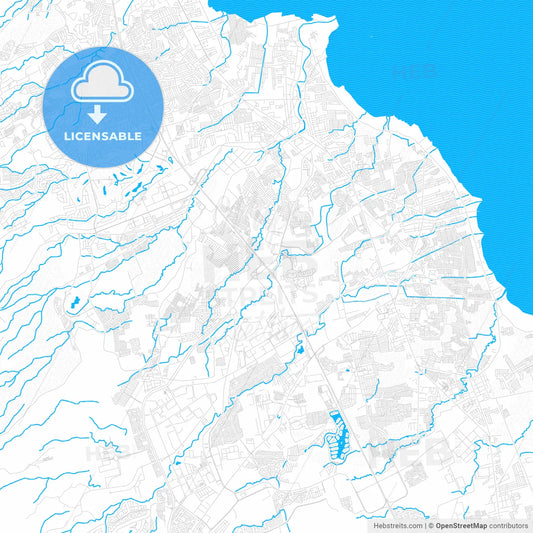Biñan, Philippines PDF vector map with water in focus