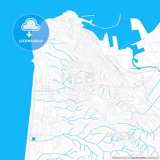 Haifa, Israel PDF vector map with water in focus