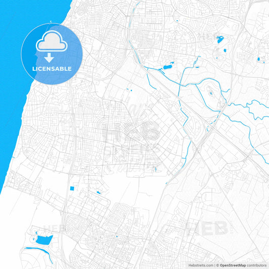 Holon, Israel PDF vector map with water in focus