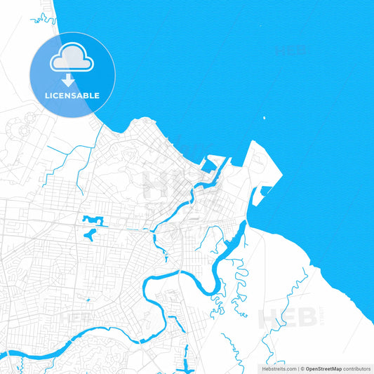 Townsville, Australia PDF vector map with water in focus