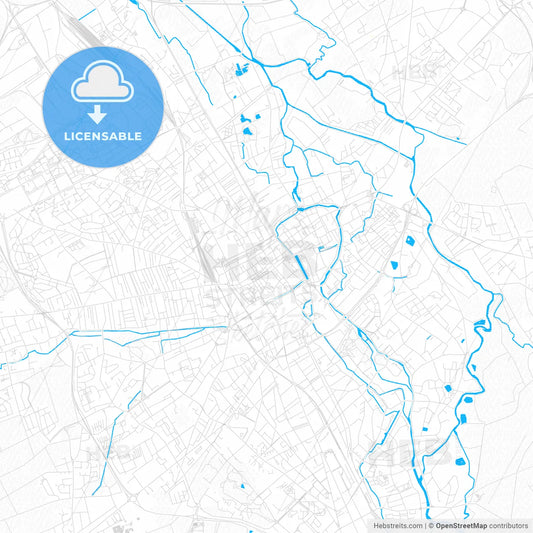 Troyes, France PDF vector map with water in focus