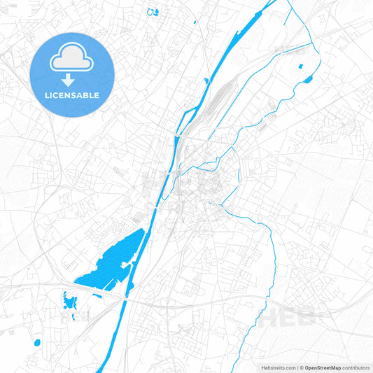 Valenciennes, France PDF vector map with water in focus