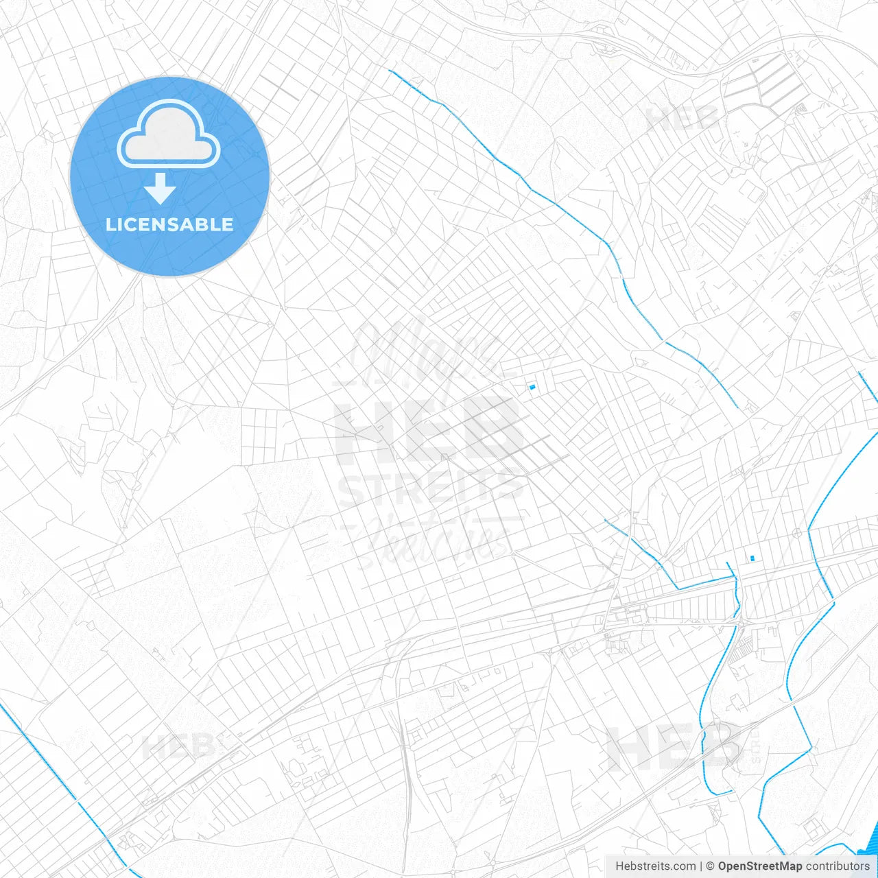 Érd, Hungary PDF vector map with water in focus