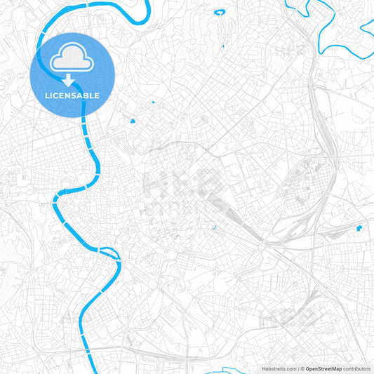 Rome, Italy PDF vector map with water in focus