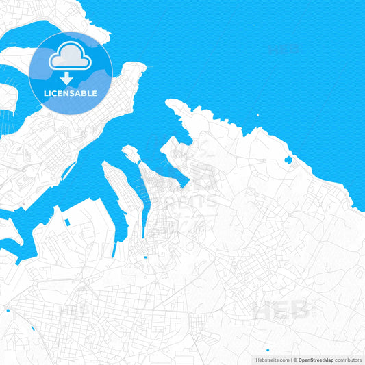 Birgu, Malta PDF vector map with water in focus
