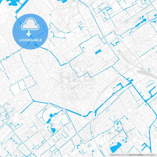 The Hague, Netherlands PDF vector map with water in focus