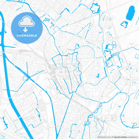 Utrecht, Netherlands PDF vector map with water in focus