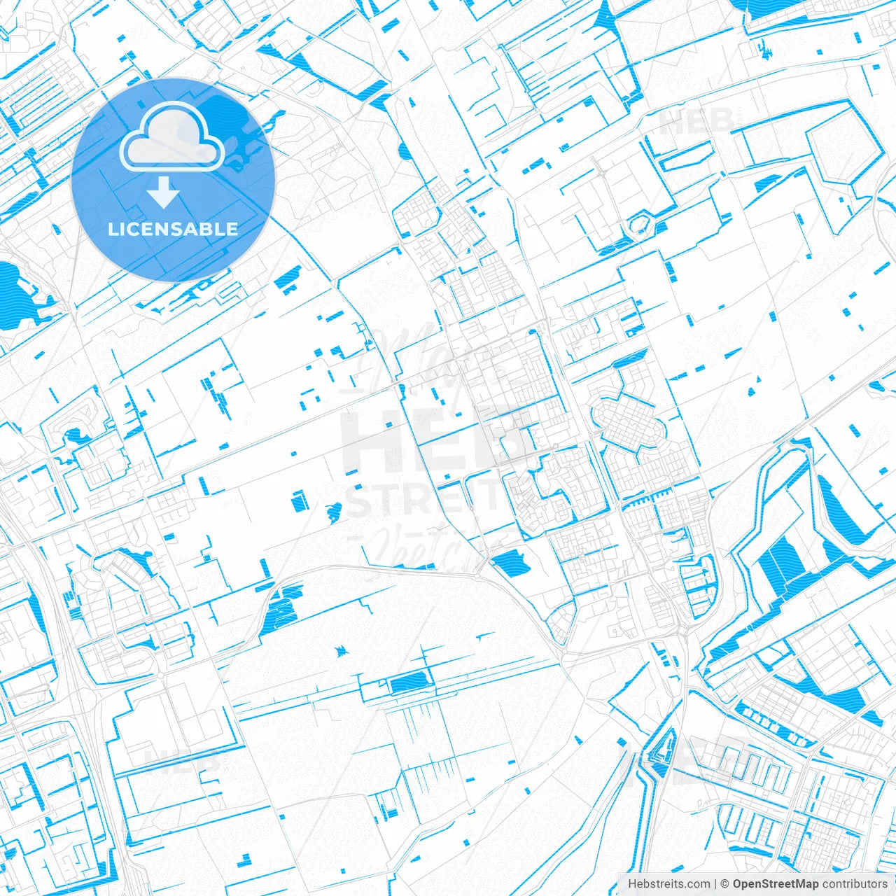 Pijnacker-Nootdorp, Netherlands PDF vector map with water in focus