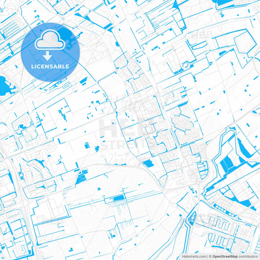 Pijnacker-Nootdorp, Netherlands PDF vector map with water in focus