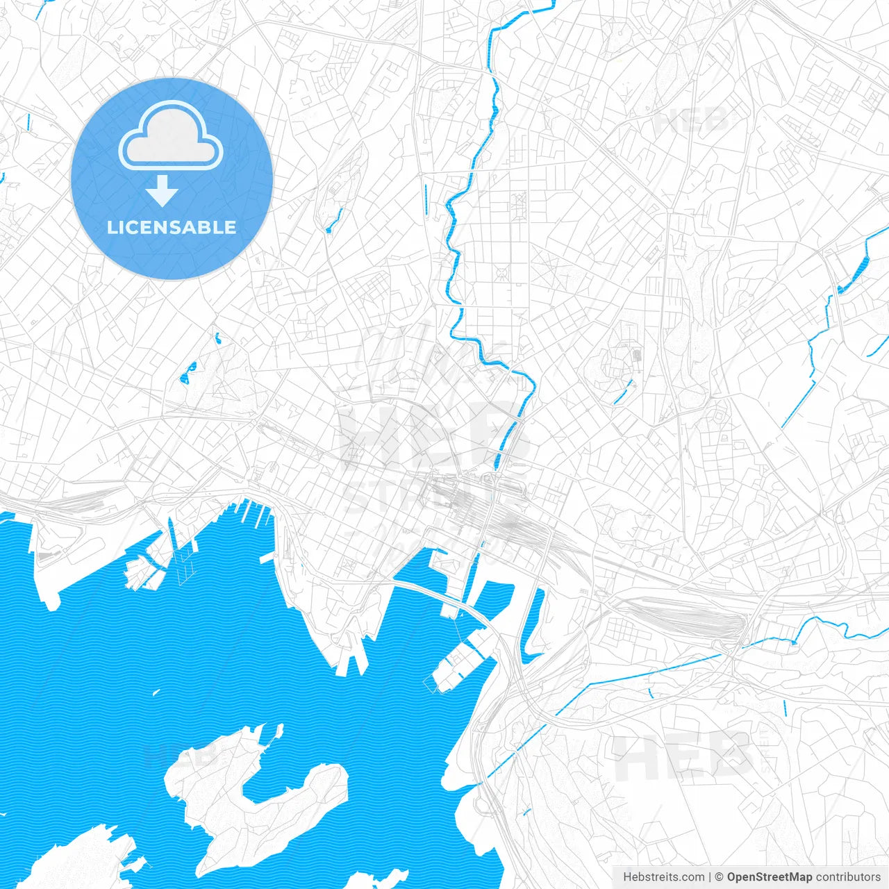 Oslo, Norway PDF vector map with water in focus