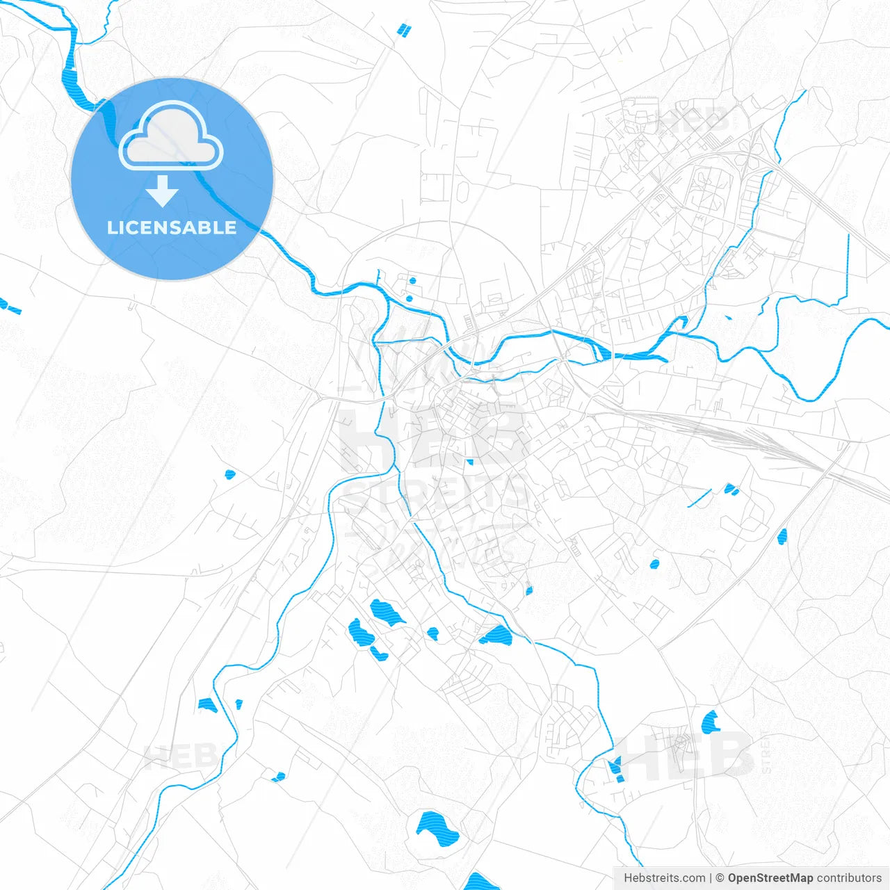 Jelenia Góra, Poland PDF vector map with water in focus