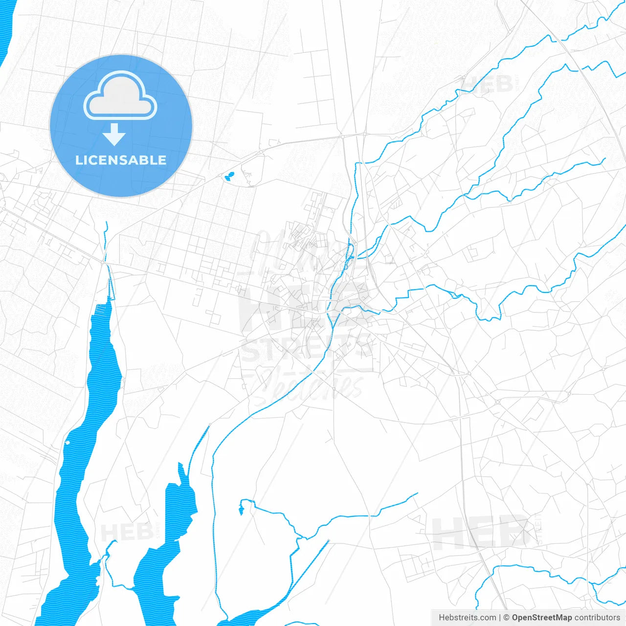 Ovar, Portugal PDF vector map with water in focus