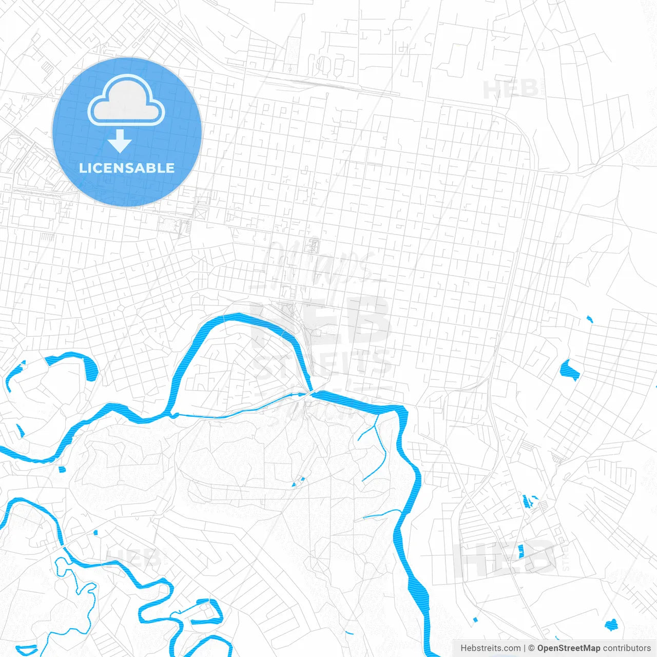 Maykop, Russia PDF vector map with water in focus