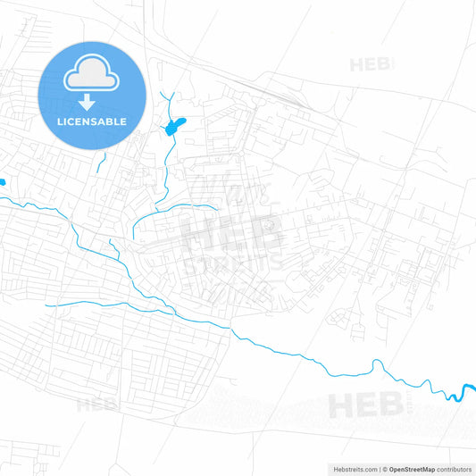 Elista, Russia PDF vector map with water in focus