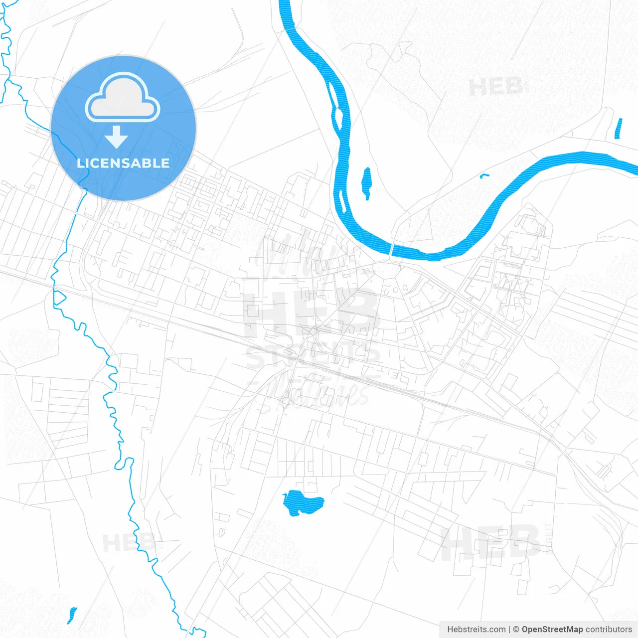Glazov, Russia PDF vector map with water in focus