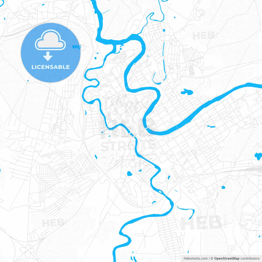 Kungur, Russia PDF vector map with water in focus
