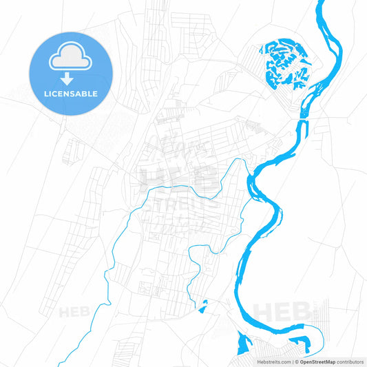 Meleuz, Russia PDF vector map with water in focus