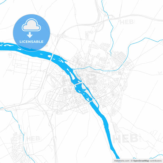 Mérida, Spain PDF vector map with water in focus
