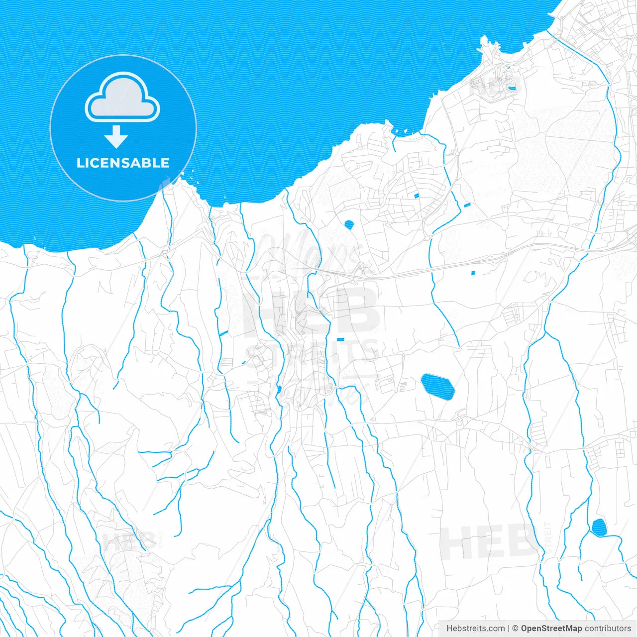Los Realejos, Spain PDF vector map with water in focus