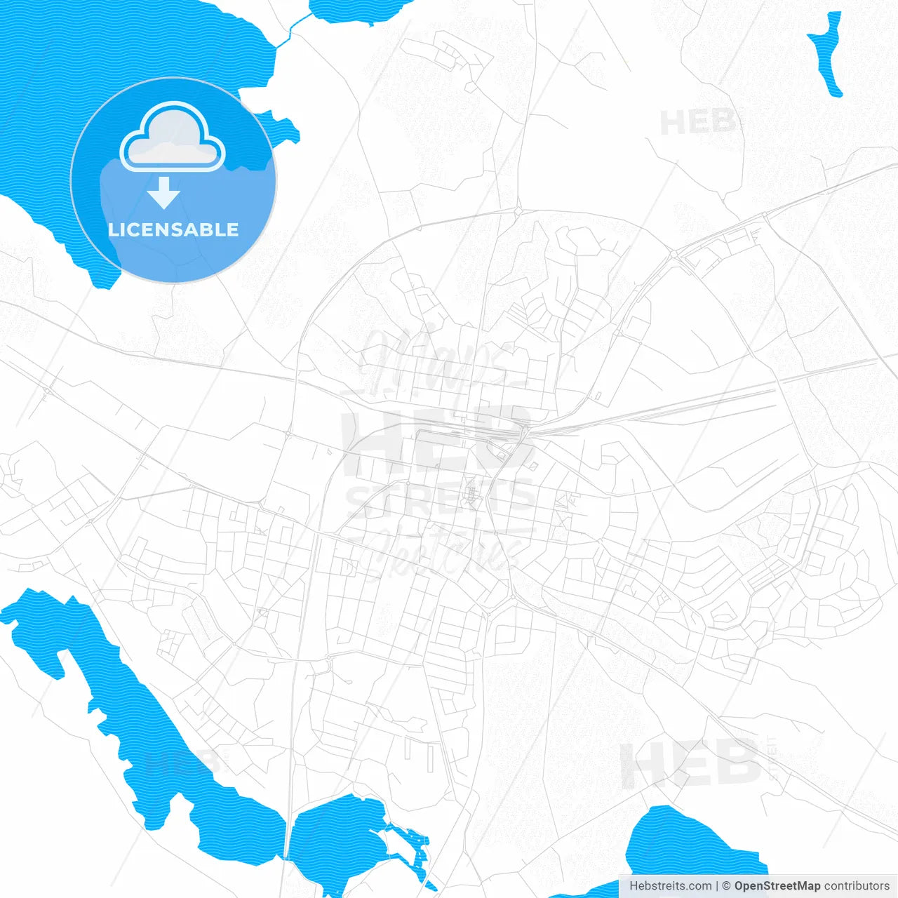 Katrineholm, Sweden PDF vector map with water in focus