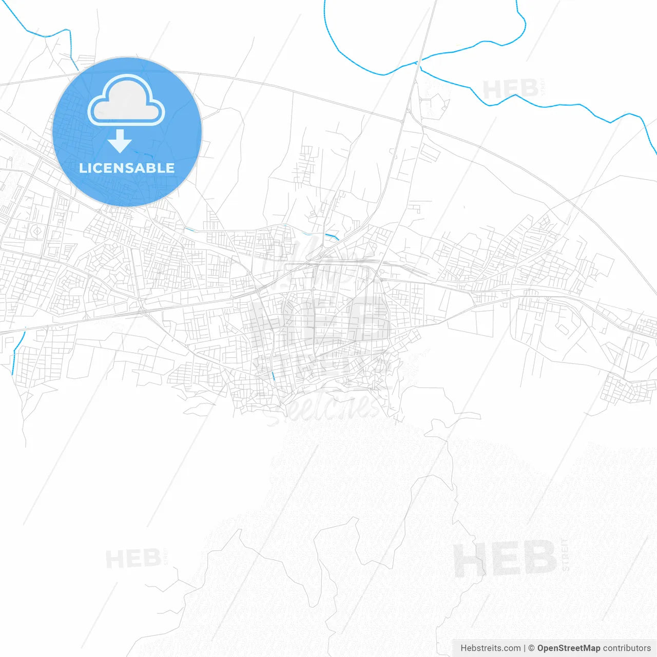 Manisa, Turkey PDF vector map with water in focus