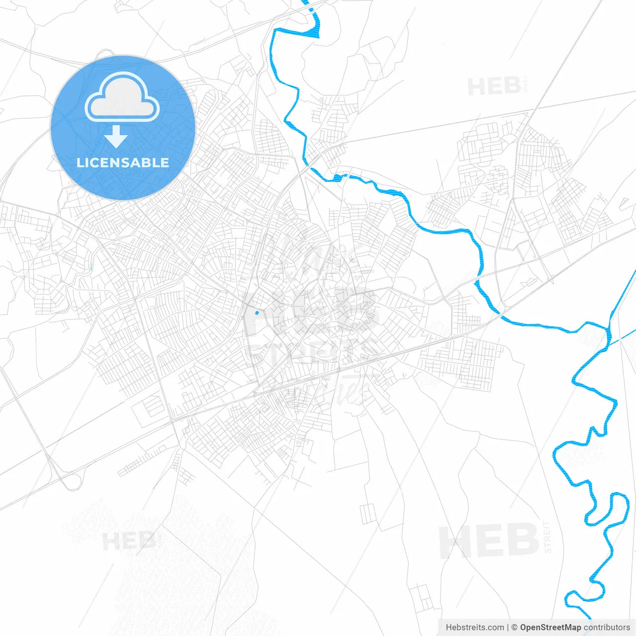 Tarsus, Turkey PDF vector map with water in focus