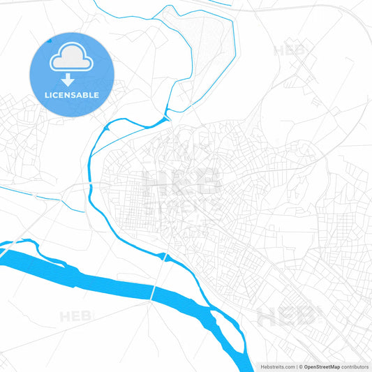 Edirne, Turkey PDF vector map with water in focus