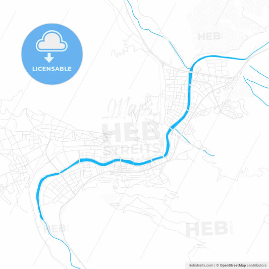 Amasya, Turkey PDF vector map with water in focus