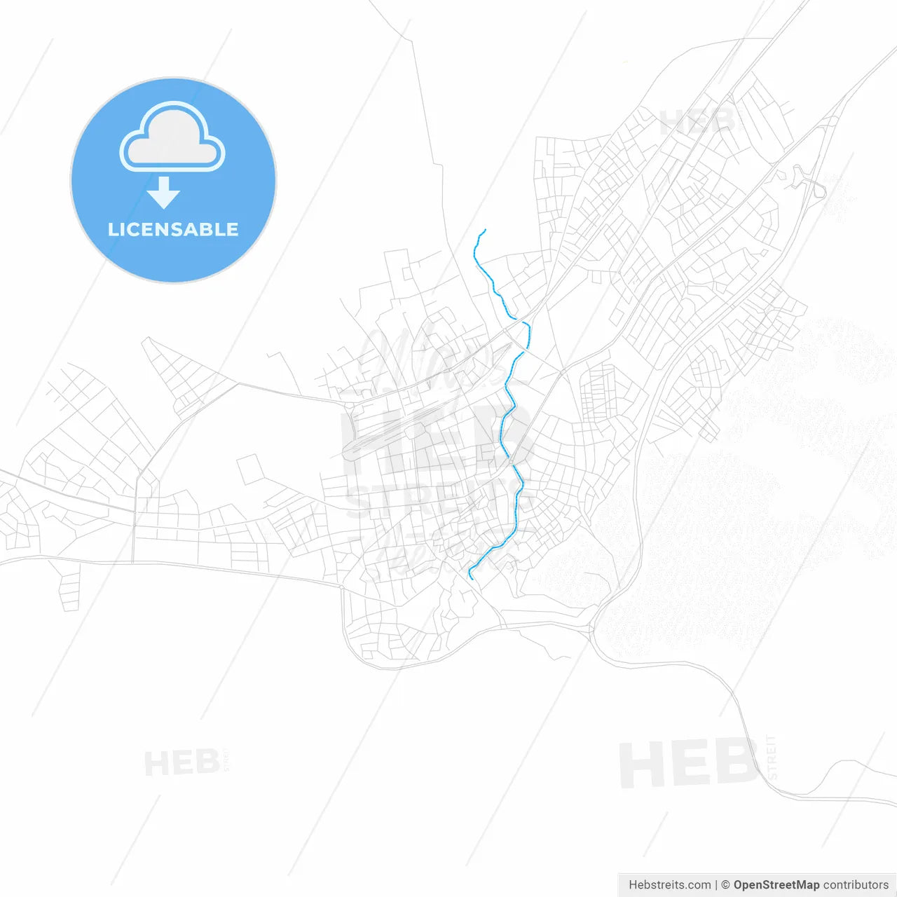 Burdur, Turkey PDF vector map with water in focus