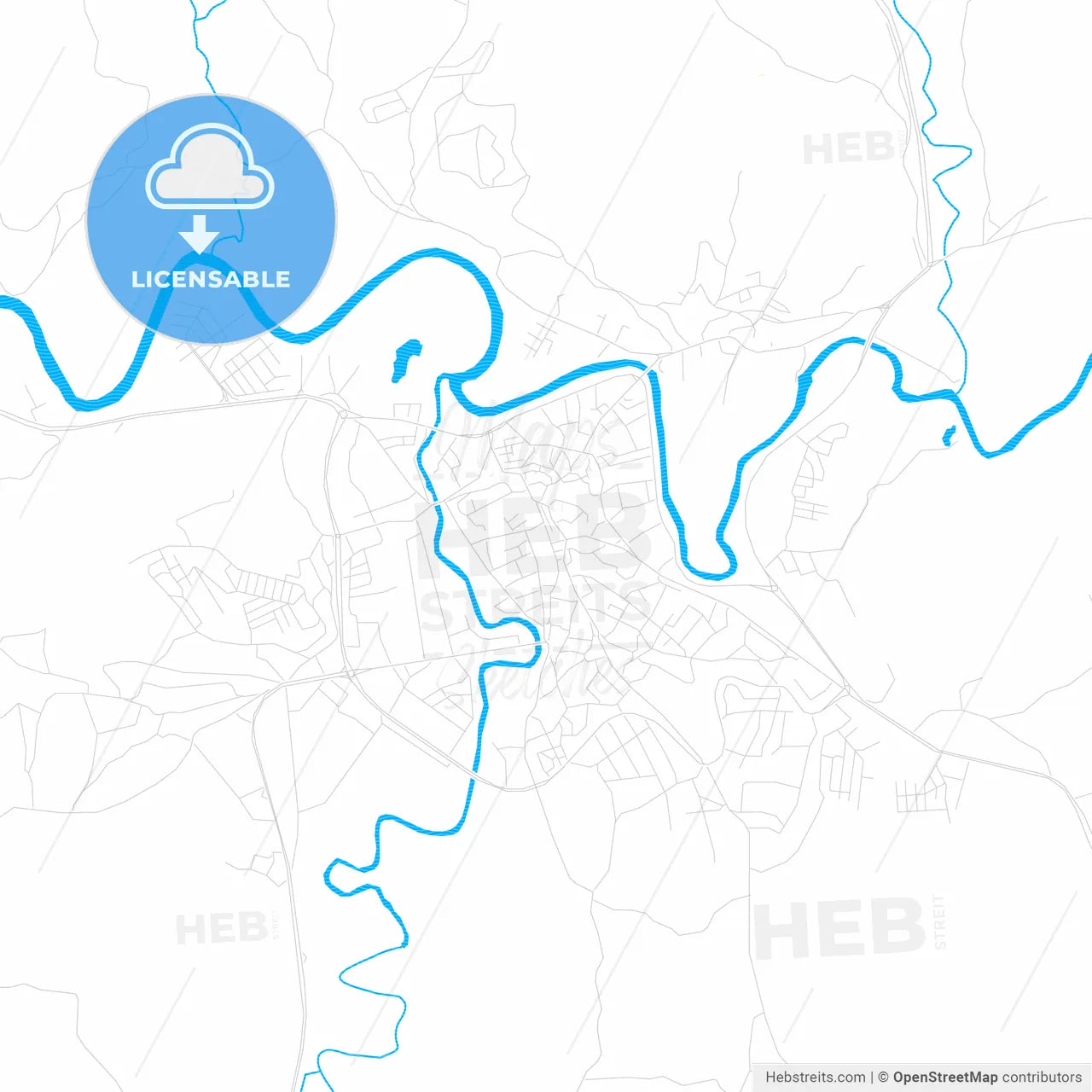Bartın, Turkey PDF vector map with water in focus