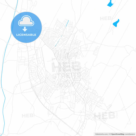 Suluova, Turkey PDF vector map with water in focus
