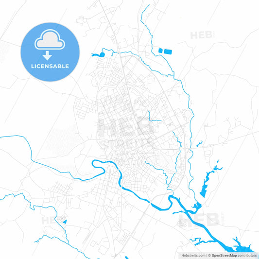 Sancti Spíritus, Cuba PDF vector map with water in focus