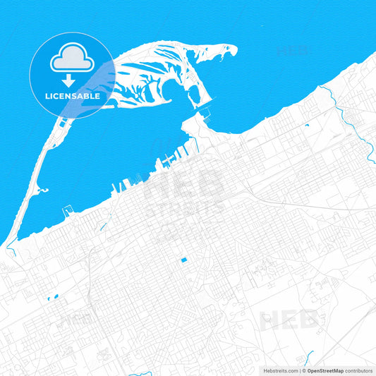 Erie, Pennsylvania, United States, PDF vector map with water in focus