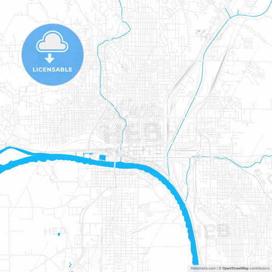 Sioux City, Iowa, United States, PDF vector map with water in focus