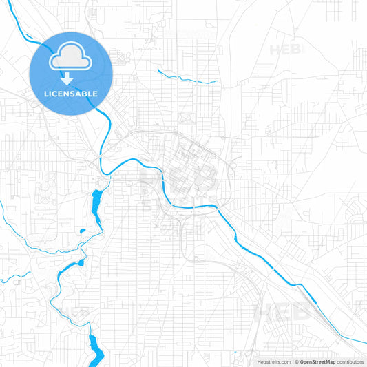Youngstown, Ohio, United States, PDF vector map with water in focus
