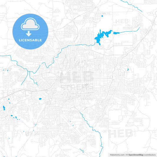 Caxias do Sul, Brazil PDF vector map with water in focus