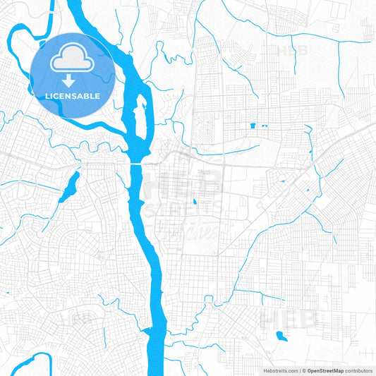 Foz do Iguacu, Brazil PDF vector map with water in focus