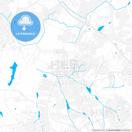 Hortolandia, Brazil PDF vector map with water in focus