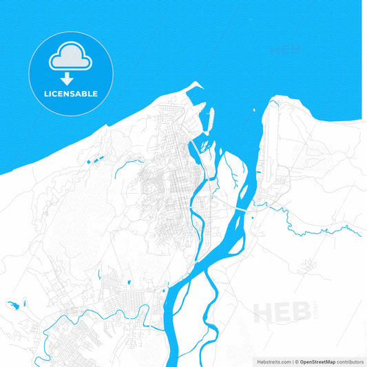 Esmeraldas, Ecuador PDF vector map with water in focus