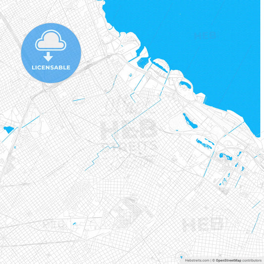 Belgrano, Argentina PDF vector map with water in focus