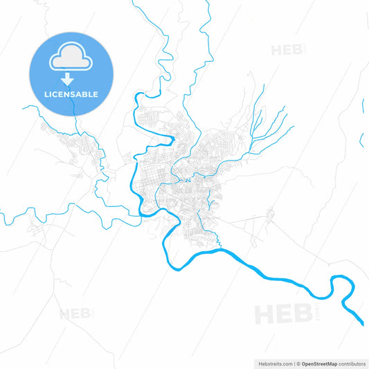 Florencia, Colombia PDF vector map with water in focus