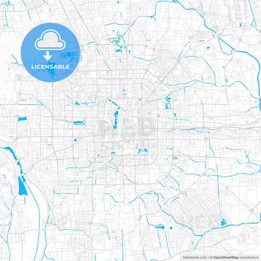 Beijing, China PDF vector map with water in focus