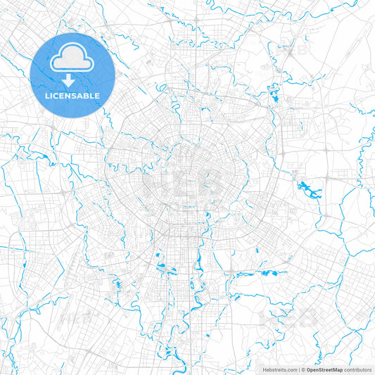 Chengdu, China PDF vector map with water in focus