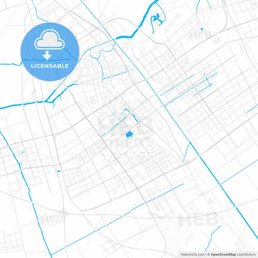 Yancheng, China PDF vector map with water in focus