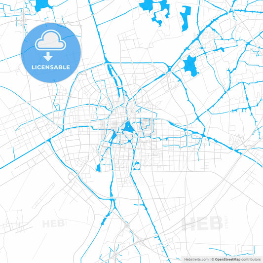Jiaxing, China PDF vector map with water in focus